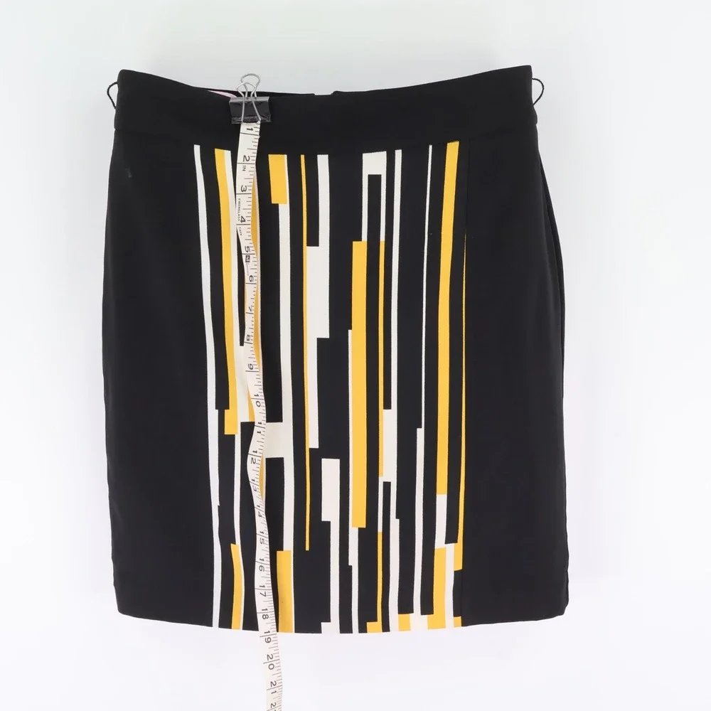 Worthington Short Skirt Lined Straight Womens Size 6 Black Yellow White Back Zip